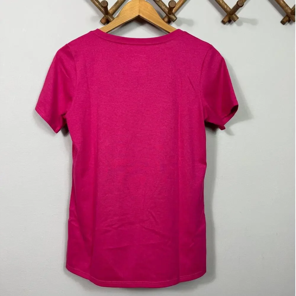 Nike Women's The Nike V-Neck Tee in Pink Size M - Picture 2 of 7